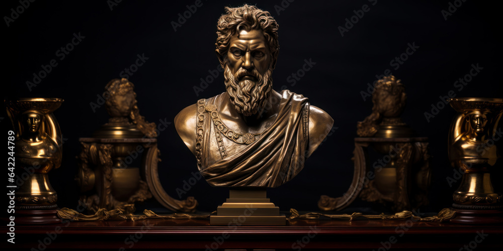 Bust or sculpture of Greek philosopher Aristotle.
