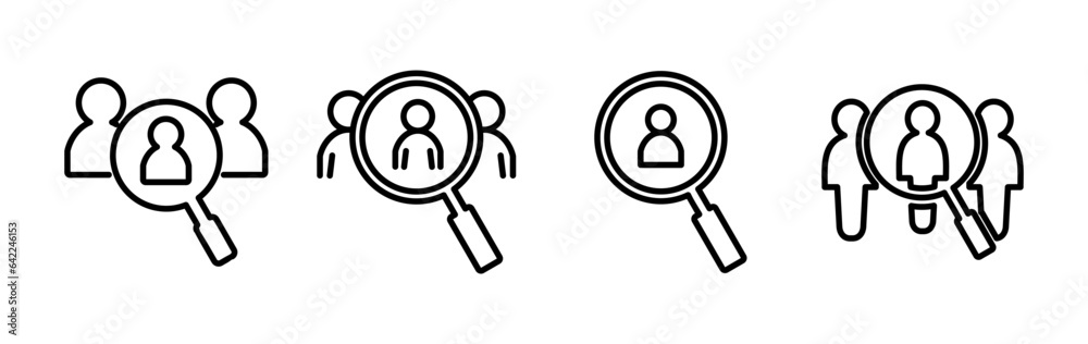 Hiring icon vector. search job vacancy icon. magnifying glass looking for people Hiring icon vector. search job vacancy icon. magnifying glass looking for people