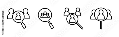 Hiring icon vector. search job vacancy icon. magnifying glass looking for people