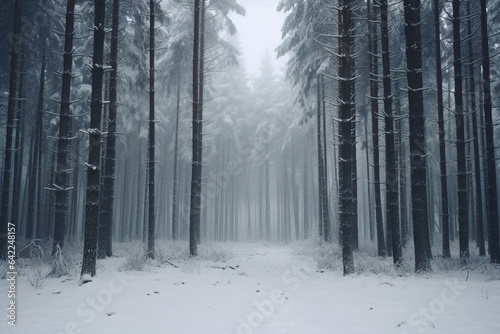 Beautiful snowy winter forest