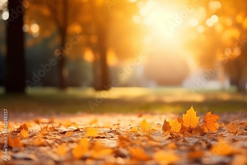 Autumn-Themed Background: A Picturesque Seasonal Setting. Generative AI