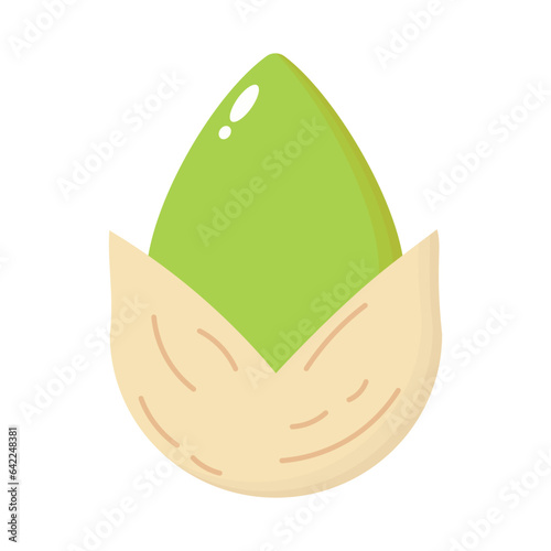 green open pistachio shell isolated on white background