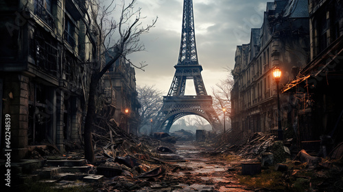Destroyed Paris, apocalyptic fiction view of post apocalypse © Natalya