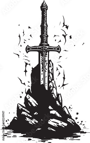 Sword in the Stone Vector Illustration
