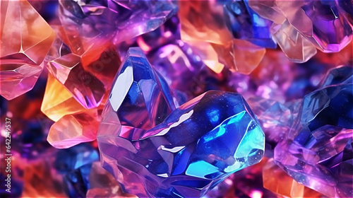 colorful raw mineral precious stone close-up crystal growing of jewelry stones, created with Generative AI Technology. © Александр Беспалый