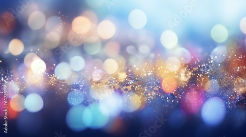 Festive abstract background with bokeh defocused lights and stars 