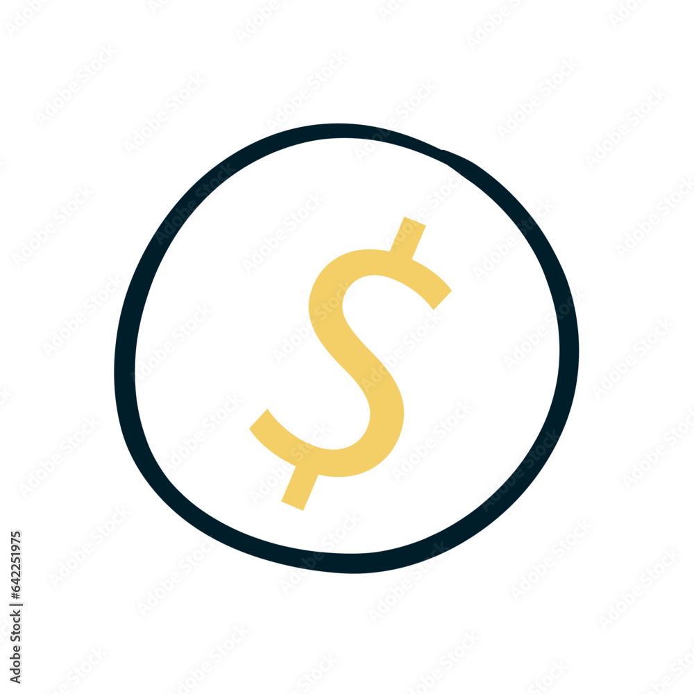 Vector symbol dollar sign doodle font typography hand drawn Stock ...