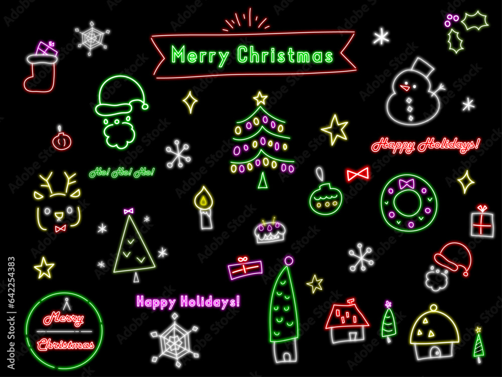 かわいいクリスマスの手描き風イラスト素材