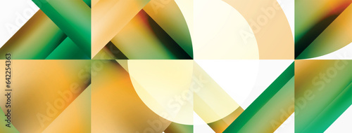 Minimalist marvel - squares and circles unite in harmonious geometry. Muted tones weave serene backdrop where structured tiles form dance of timeless elegance, epitomizing modern simplicity