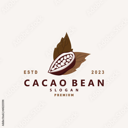 Cacao Bean Logo, Premium Design Fresh Organic Garden Plant Seed Simple Minimalist photo