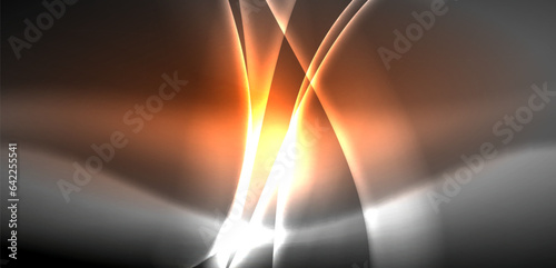 Neon-lit waves surge across background, mesmerizing dance of luminescence and motion. Dynamic backdrop captures essence of energy and modern aesthetics