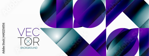 Serene gradient template. Circles and triangles mingle in minimalist perfection. Gentle fusion of forms and hues creates balanced yet captivating backdrop, embodying modern sophistication