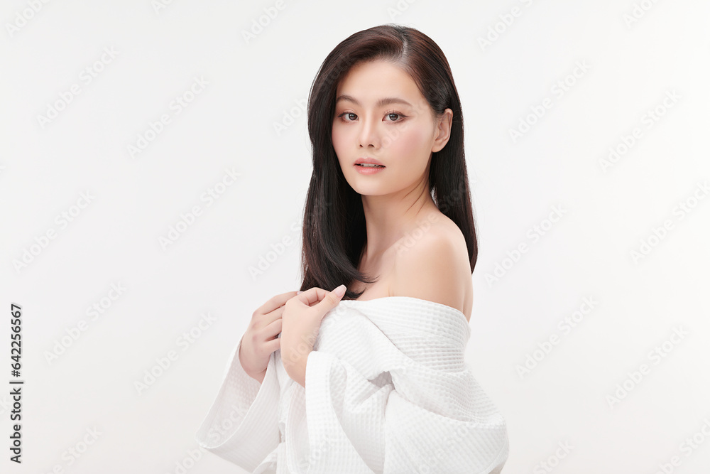 Beautiful young asian woman with clean fresh skin on white background, Face care, Facial treatment, Cosmetology, beauty and spa, Asian women portrait. Beautiful young asian woman with clean fresh skin on white background, Face care, Facial treatment, Cosmetology, beauty and spa, Asian women portrait.
