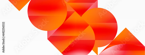 Serene gradient template. Circles and triangles mingle in minimalist perfection. Gentle fusion of forms and hues creates balanced yet captivating backdrop, embodying modern sophistication