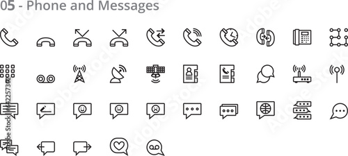 Phone and Messages Line Icons Sheet: Communication ,phone and messages Icons for Modern Designs