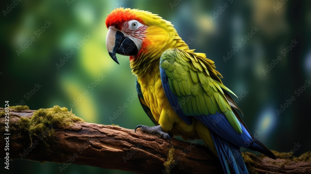 Fototapeta premium Parrot on a branch, AI generated Image