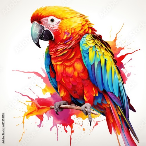Colorful parrot in white background, AI generated Image © musa