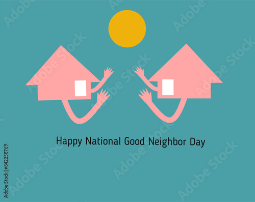 illustration of two friendly houses. National Good Neighbor Day
