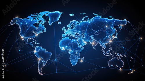 Technology connection world map, AI generated Image