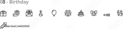 Birthday Line Icons Sheet: Celebrate, Decorate, and Send Best Wishes with Line Icons Sheet