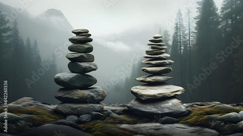 A close up of an organized stack of stones. Generative AI