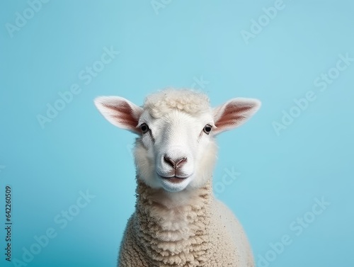 a sheep isolated on blue background