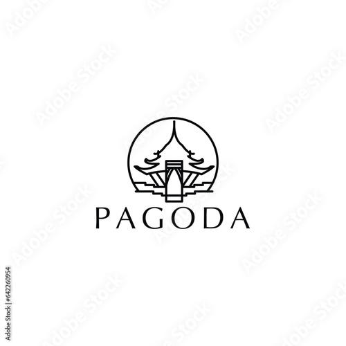 Pagoda logo icon design template flat	