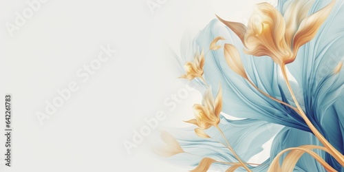 Beautiful abstract gold and blue pencil drawing floral design background. beautiful Generative AI AIG32