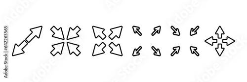 arrow set collection expanded, focus, zoomed, full screen, minimized, move isolated on white background.
