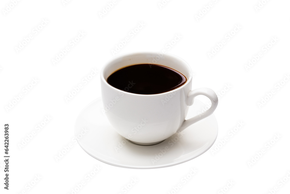 Top view Black coffee in cup isolated Top view Black coffee in cup isolated