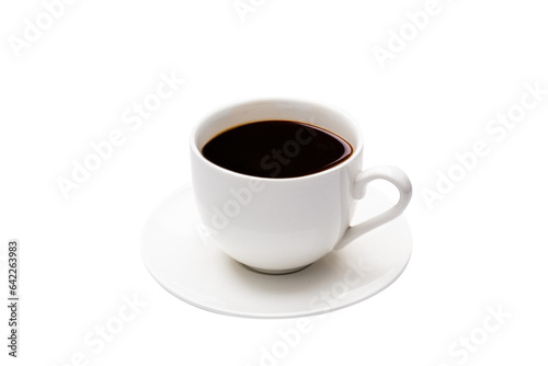 Top view Black coffee in cup isolated