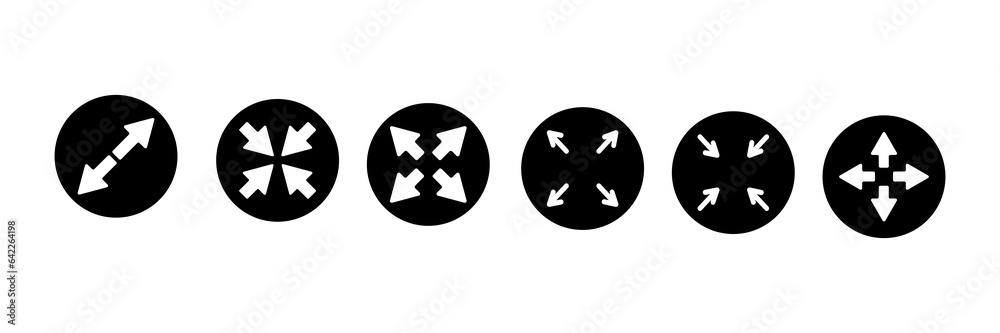 arrow set collection expanded, focus, zoomed, full screen, minimized, move isolated on white background. arrow set collection expanded, focus, zoomed, full screen, minimized, move isolated on white background.