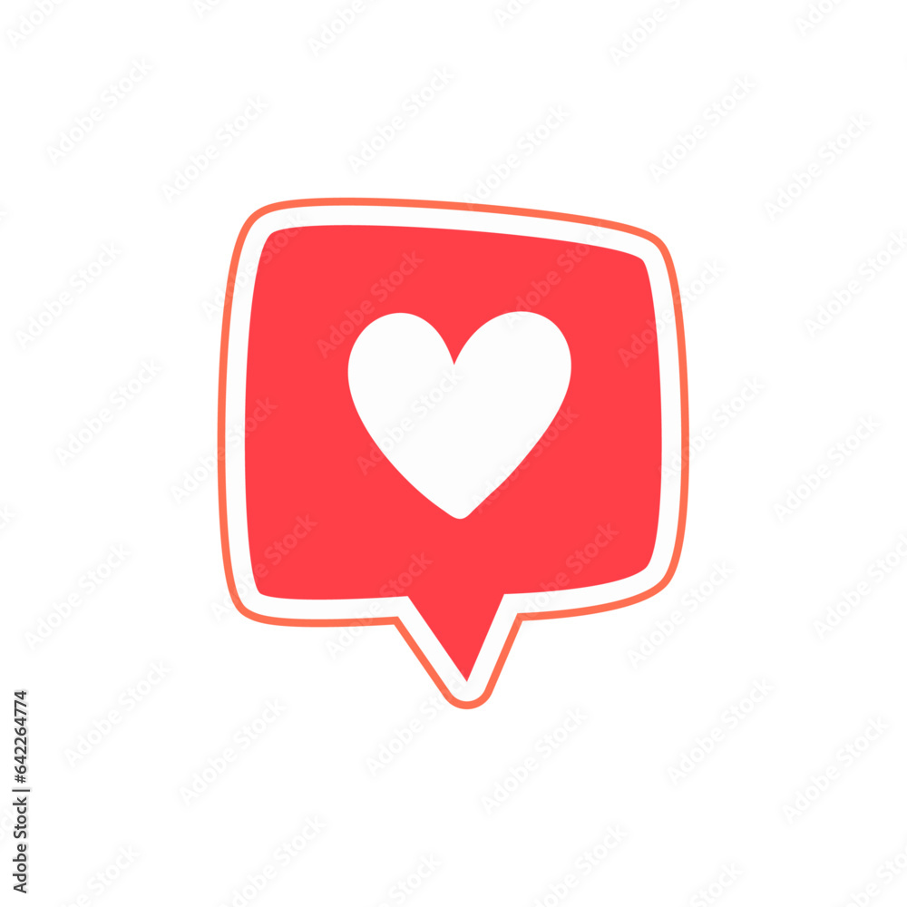 Vector heart shape social media notification icon in speech bubbles vector illustration Vector heart shape social media notification icon in speech bubbles vector illustration