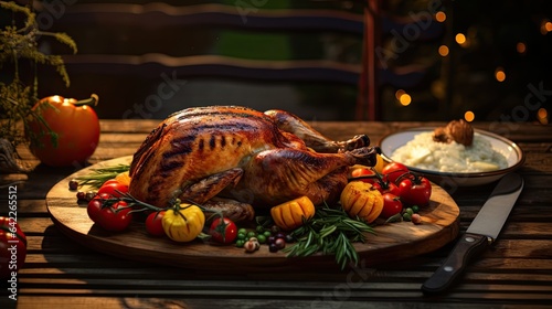 Delicious Grilled Turkey on the table Ai Generative