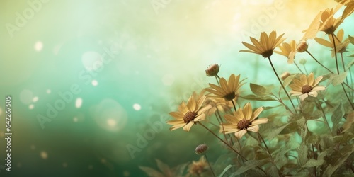 Beautiful abstract green brown misty morning photo floral design background banner. beautiful Generative AI AIG32 © Summit Art Creations