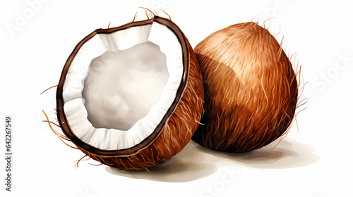hand drawn cartoon coconut illustration
 photo