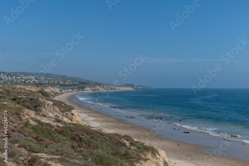 Scenic panoramic aerial Crystal Cove Beach vista, Newport Coast, Newport Beach, Southern California