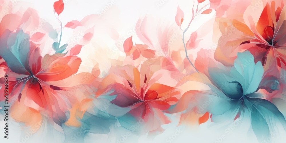 beautiful abstract teal pink orange watercolor floral design background. beautiful Generative AI AIG32