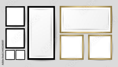 Black and Gold frame photo isolated on white background , Flat Modern design , Illustration Vector EPS 10