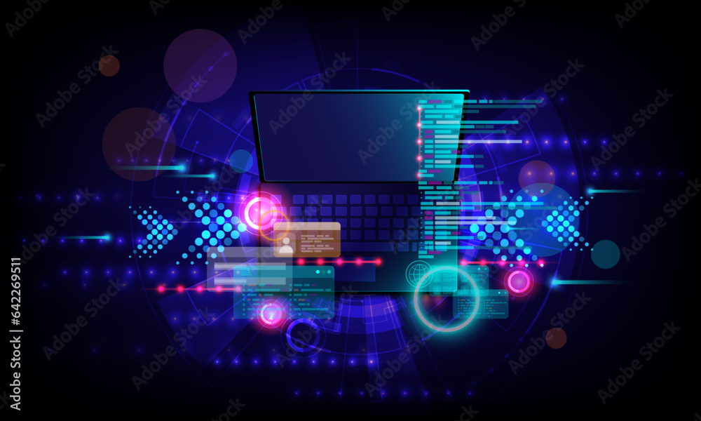 Fototapeta premium Abstract Wallpaper Concept Technology Laptop Data Transfer Communication