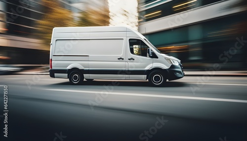 Delivery van in motion 