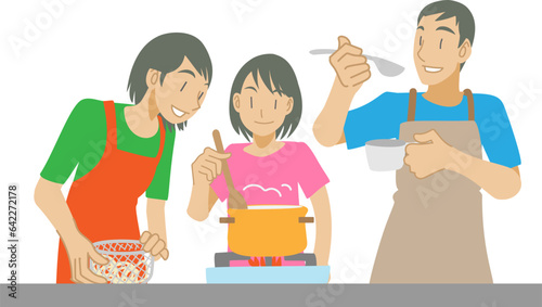 料理作りを楽しむ親子