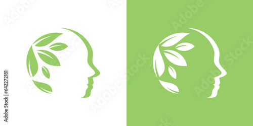 logo design element head combined with leaves