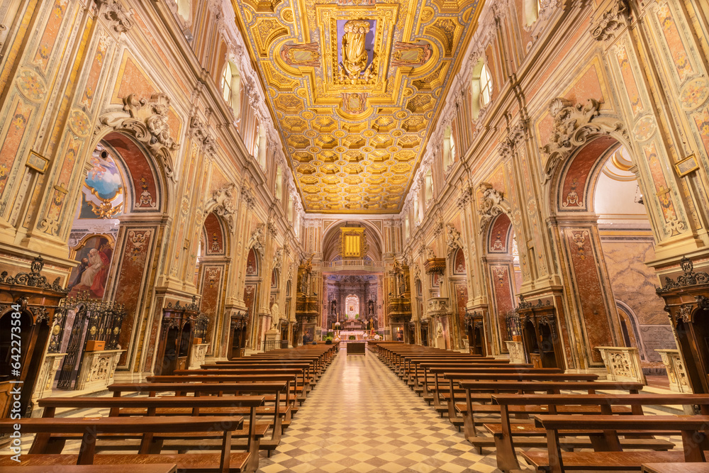 NAPLES, ITALY - APRIL 20, 2023: The church Basilica santuario di Santa Maria del Carmine Maggiore.