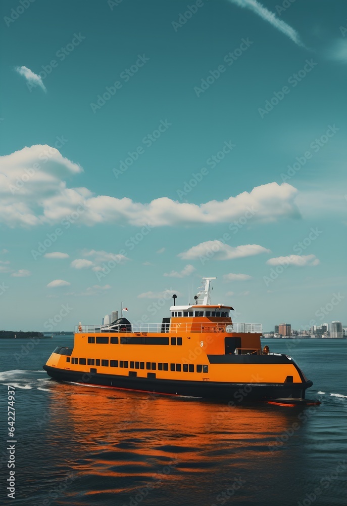 Fototapeta premium A minimalist pop art portrayal of the Staten Island ferry, capturing the essence of urban transit in NYC.