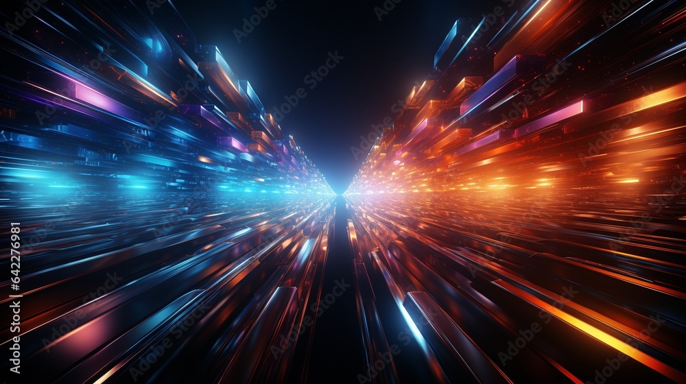 Background in space warp, hyperspace, and light speed. light rays of various colors congregate around the event horizon..