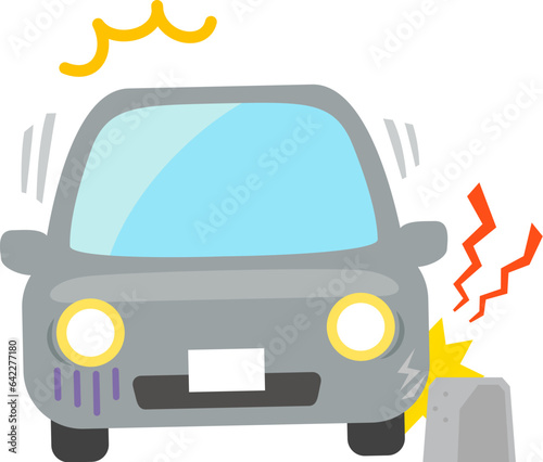 縁石で擦って傷が付いた車のキャラクター