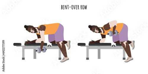 Young man with vitiligo doing bent-over row