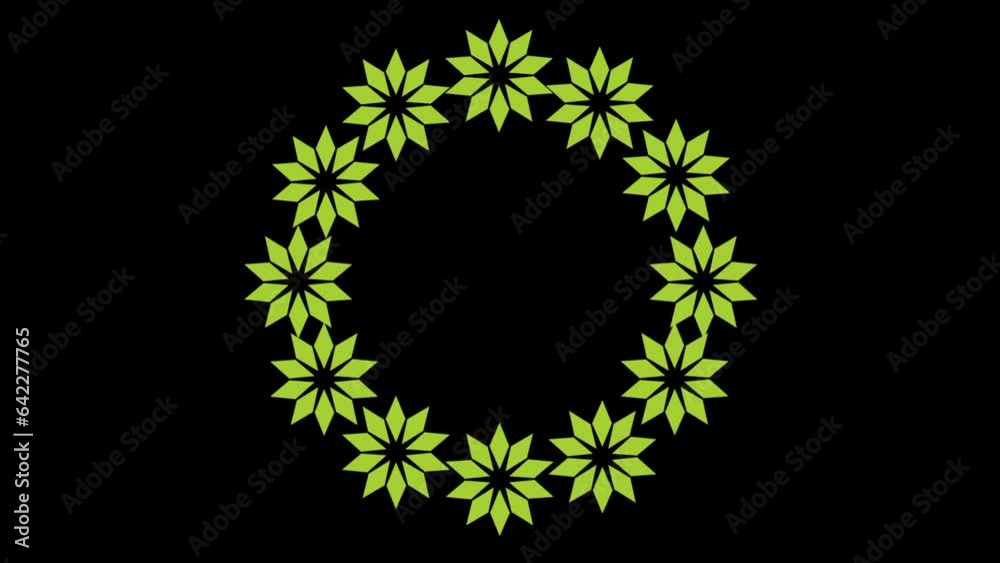 animated green abstract flowers that circle to form a beautiful frame with a black screen animated green abstract flowers that circle to form a beautiful frame with a black screen