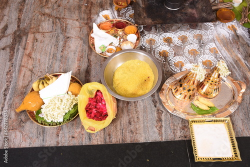 brahmin wedding paruppu thengai kept in wedding hall photo